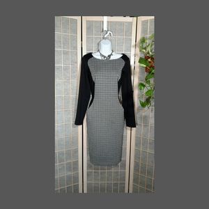 RONNI NICOLE DRESS HOUNDSTOOTH SLIMMING SZ 12